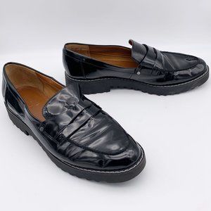 Franco Sarto Patent Loafer The Cassandra Black Platform Women's 10